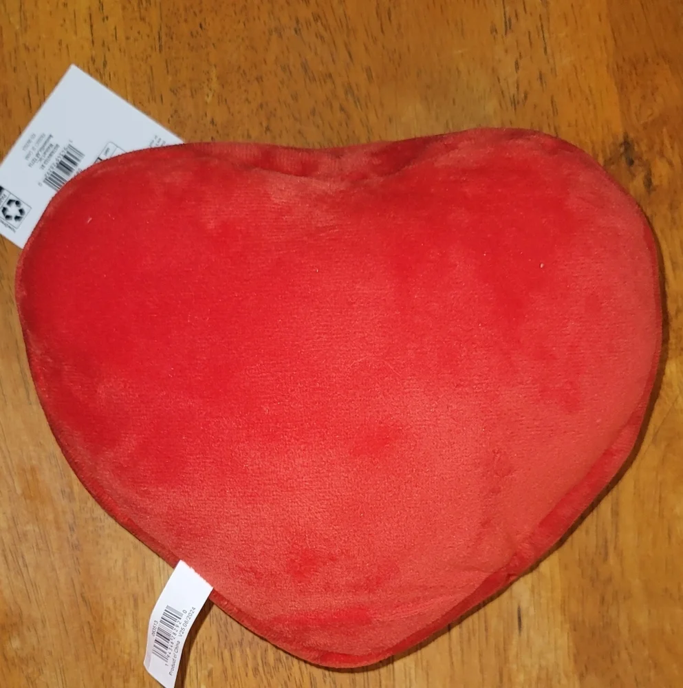 Heart Shaped Red Pillow Pink Bow Squeaks Krinkles Puppy Dog Toy